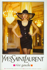 Spring 1992 Yves Saint Laurent Ad Campaign Black Dress w Green & Red Enamel Heart Buttons