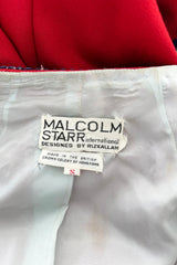 One of Two Identical 1970s Malcolm Starr Red Zipper Front Coats w Applique & Braiding Detail SZ SML