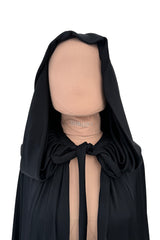 Dramatic Fall 1971 Loris Azzaro Black Jersey Full Length Cape w Hood