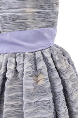 Elegant Late 1950s Sybil Connolly Couture Pale Lavender Pleated Linen Strapless Dress w Shawl