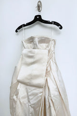 2010-2011 Alexander McQueen Strapless Ivory Silk Dress w Hand Embroidered Flowers & Train