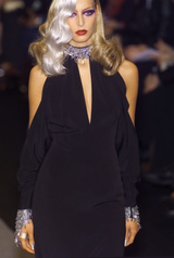 Rare Fall 2001 Thierry Mugler Runway Purple Silk Crepe Dress w the Most Incredible Open Cuts Outs