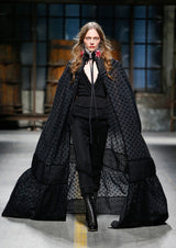 Fall 2017 Dsquared by Dean & Dan Runway High Neck Black Silk & Cotton Cape