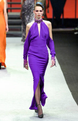 Rare Fall 2001 Thierry Mugler Runway Purple Silk Crepe Dress w the Most Incredible Open Cuts Outs