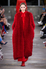 Pre-Fall 2019 Valentino by Pierpaulo Piccioli Runway Look 4 Oversized Shaggy Red Mohair Coat