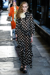 Prettiest Resort 2017 Gucci by Alessandro Michele Black & White Polka Dot Silk Chiffon Dress