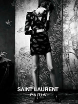 Iconic Spring 2014 Saint Laurent by Heidi Slimane Black & Red Lip Print Silk Wrap Dress
