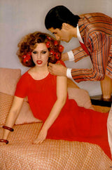 Minimalist Spring 1977 Christian Dior by Marc Bohan Haute Couture Red Silk Jersey Dress w Button Back