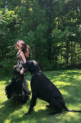 Gorgeous 2010s John Galliano Spanish Influnced Tiered & Ruffled Black Lace Bias Cut Dress