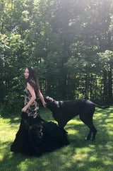 Gorgeous 2010s John Galliano Spanish Influnced Tiered & Ruffled Black Lace Bias Cut Dress
