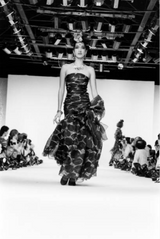 Exceptional Spring 1984 Yves Saint Laurent Runway Strapless Purple & Green Silk Organza Dress