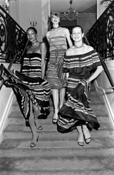 Spring 1977 Christian Dior by Marc Bohan Black Cotton Jersey Striped Off Shoulder Ruffled Dress