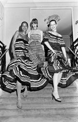 Spring 1977 Christian Dior by Marc Bohan Black Cotton Jersey Striped Off Shoulder Ruffled Dress