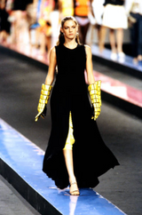 Chic Spring 2000 Chanel by Karl Lagerfeld Runway Sleeveless Black Jersey Tent Swing Dress