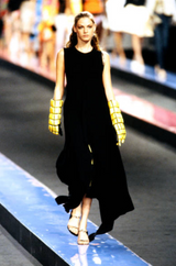 Chic Spring 2000 Chanel by Karl Lagerfeld Runway Sleeveless Black Jersey Tent Swing Dress