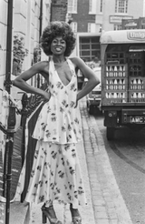 Extraordinary 1973 Ossie Clark & Celia Birtwell Documented Ivory Moss Crepe w Floral