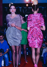Spring 1988 Christian Lacroix Luxe Label Demi-Couture Lime Green Puff Silk Dress W Changeable Panel