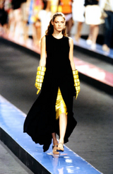 Chic Spring 2000 Chanel by Karl Lagerfeld Runway Sleeveless Black Jersey Tent Swing Dress
