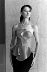 1986 Thierry Mugler Strapless Sculpted Cotton Pique Dress