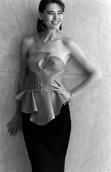 1986 Thierry Mugler Strapless Sculpted Cotton Pique Dress