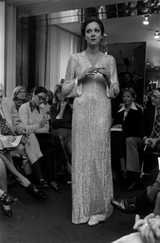 Extraordinary Fall 1975 John Anthony Couture Ivory Silver Hand Beaded Runway Sample Dress