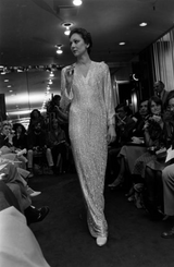 Extraordinary Fall 1975 John Anthony Couture Ivory Silver Hand Beaded Runway Sample Dress