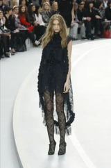 Extraordinary Fall 2008 Chanel by Karl Lagerfeld Blue Lace & Chiffon Dress & Cape Set