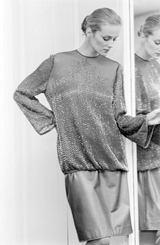 Fall 1981 John Anthony Couture Hand Beaded Silk Chiffon Top & Skirt Set