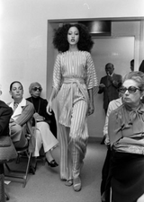 Important 1976 Halston Couture Ivory Ribbon Silk Chiffon Ivory Jumpsuit w Original Sash