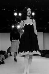 Spring 1980 Yves Saint Laurent & Ad Campaign Runway Purple Dress & Jacket Set w B&W Detailing