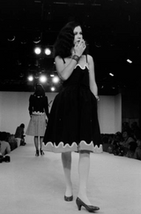 Spring 1980 Yves Saint Laurent & Ad Campaign Runway Purple Dress & Jacket Set w B&W Detailing