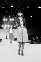 Spring 1980 Yves Saint Laurent & Ad Campaign Runway Purple Dress & Jacket Set w B&W Detailing