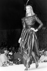 Prettiest Fall 1979 Christian Dior by Marc Bohan Black Silk Lace Net Dress w White Sequins & Bows
