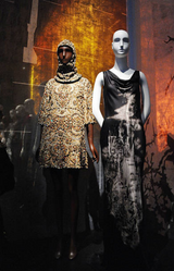 Fall 2007 Alexander McQueen Muted Metallic Silk Bias Cut Dress w Back Drape