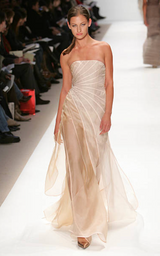 Superb Fall 2005 Richard Tyler Version of Runway Strapless Pale Blue & Ivory Silk Organza Dress