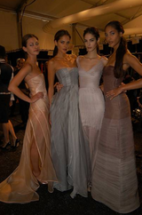 Superb Fall 2005 Richard Tyler Version of Runway Strapless Pale Blue & Ivory Silk Organza Dress