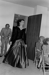 Fall 1987 Arnold Scaasi Black Strapess Velvet & Green Full Skirt Silk Dress
