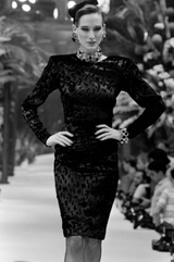 Fall 1985 Hubery de Givenchy Haute Couture Runway Plunge Black Silk Velvet Leopard Dress