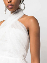 Fairy Tale 2010s Giambattista Valli White Dotted Silk Tulle Wedding Dress w Full Layered Netted Skirt