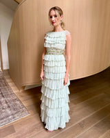 Spectacular Cruise 2009 Christian Dior by John Galliano Soft Pastel Blue-Green Ruffle Dress w Beading