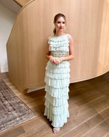 Spectacular Cruise 2009 Christian Dior by John Galliano Soft Pastel Blue-Green Ruffle Dress w Beading