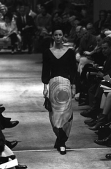 Spring 1964 James Galanos Huge Floral Screened Black Silk Dress