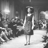 Minimalist c. 1964 James Galanos Superb Detailed Square Neckline Long Sheath Dress