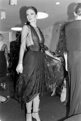 Documented Spring 1979 Bill Blass Couture Black Silk Swiss Dot Net Dress