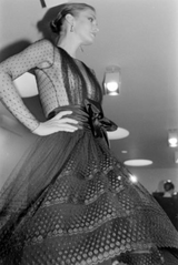 Documented Spring 1979 Bill Blass Couture Black Silk Swiss Dot Net Dress