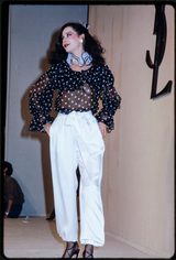 Well Documented Spring 1980 Yves Saint Laurent Black & White Polka Dot Silk Chiffon Top