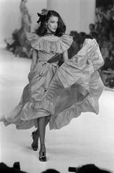 Dreamy Spring 1980 Yves Saint Laurent Runway Feather Light Iridescent Pink Silk Dress