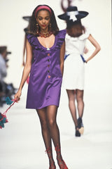 Spring 1992 Yves Saint Laurent Ad Campaign Black Dress w Green & Red Enamel Heart Buttons