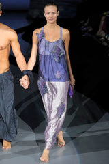 Prettiest Spring 2009 Emporio Armani Runway Finale Look 91 Purple Dress w Elaborately Beaded Butterfly Appliques