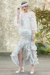 Etheral Spring 2018 Chanel by Karl Lagerfeld Runway Look 89 Finale Strapless Metallic Silver Dress